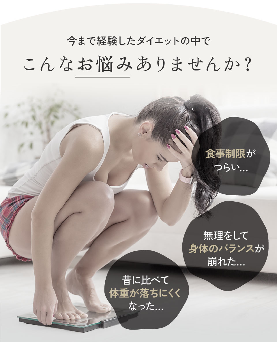 今までのダイエットで食事制限がつらい等お悩みありませんか？